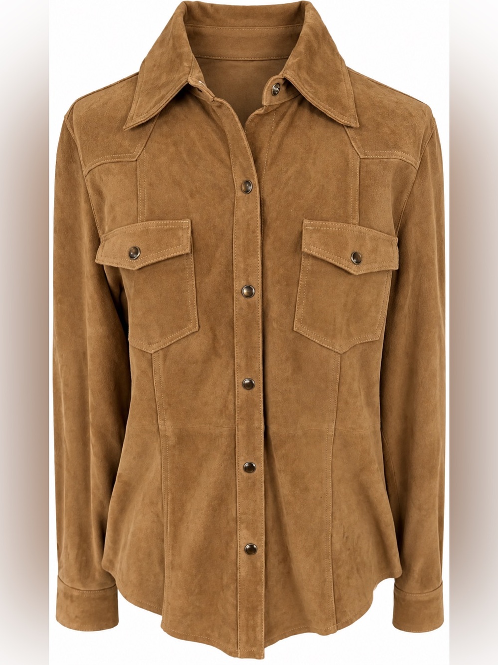 Vintage GAP Women's Suede Button-Front Shirt Jacket - Brown